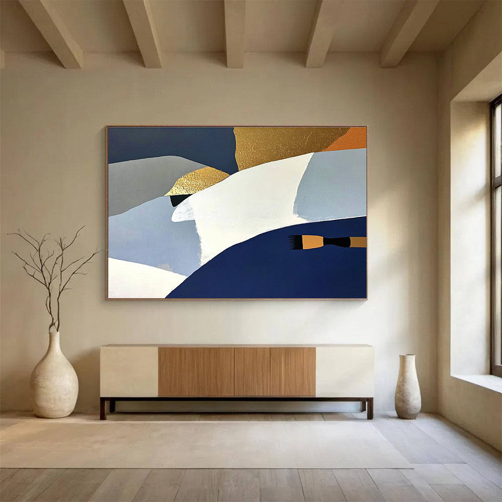 Abstract Geometric with Brush Art for Contemporary Art Studio & Modern Home Decor SC444