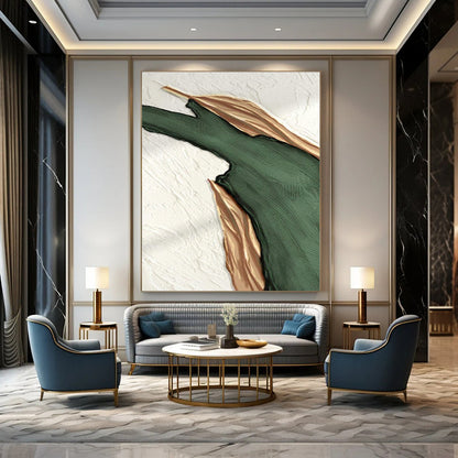 Green and Gold Abstract Shape Art for Luxury Boutique & Glamorous Dining Room DLZ2207