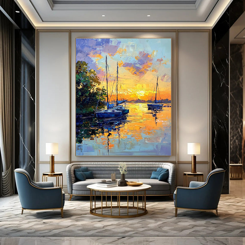 Sunset Sailboats  Art for Yacht Club Lounge & Relaxing Beach House STSC1394
