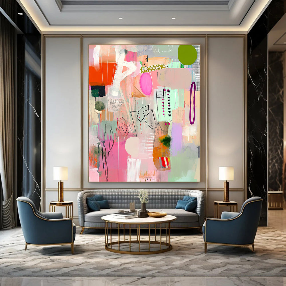 Colorful Abstract Collage for Bohemian Home Living Room & Art Gallery Café STSC1040