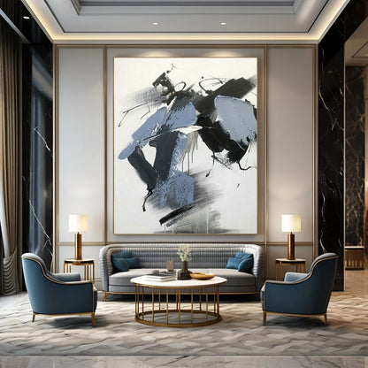 Blue - Black - Gray Abstract Art for Coastal Home Office & Contemporary Art Gallery DLZ1677