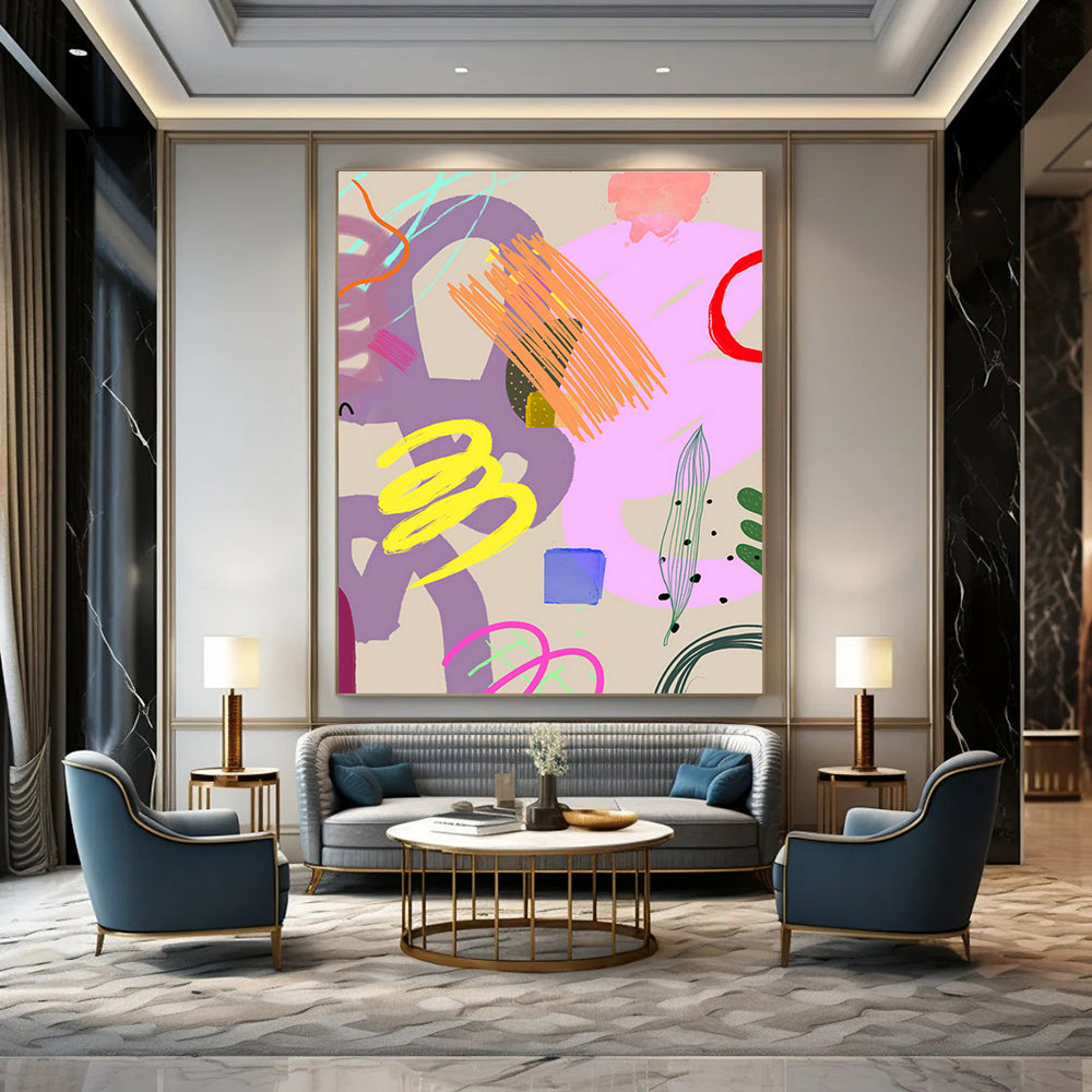 Pastel - Toned Doodle Art for Craft Workshop & Boho - Chic Home Bedroom DLZ0648