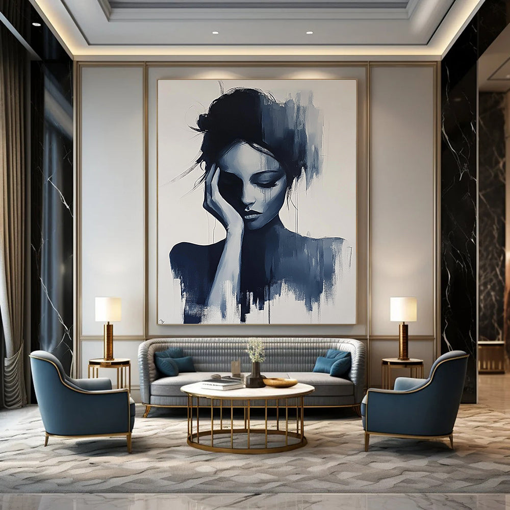 Monochromatic Woman’s Portrait Art for Minimalist Bedroom & Art - Focused Therapy Office STSC1378