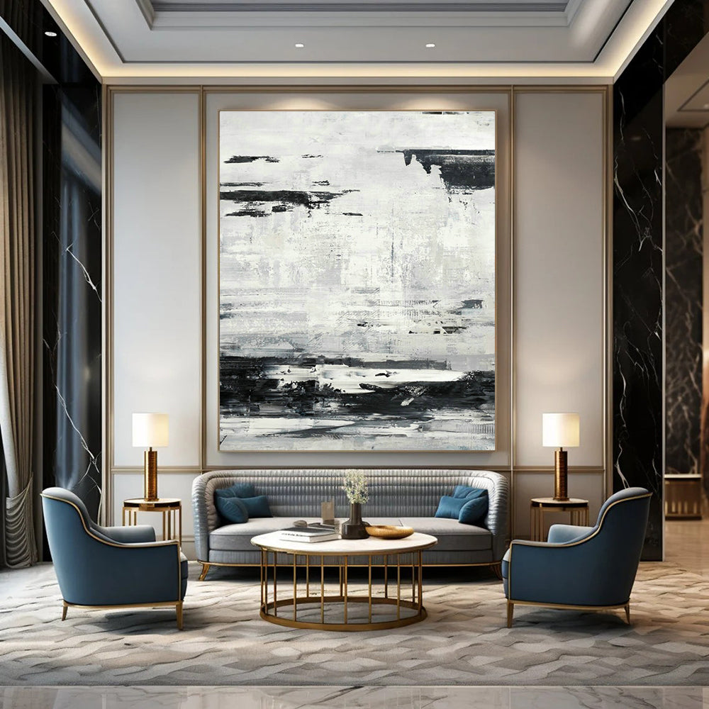 Gray - White Abstract Texture Art for Industrial Office & Art Gallery Corridor DLZ2077