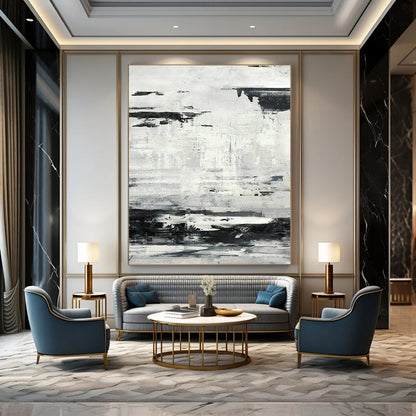 Gray - White Abstract Texture Art for Industrial Office & Art Gallery Corridor DLZ2077