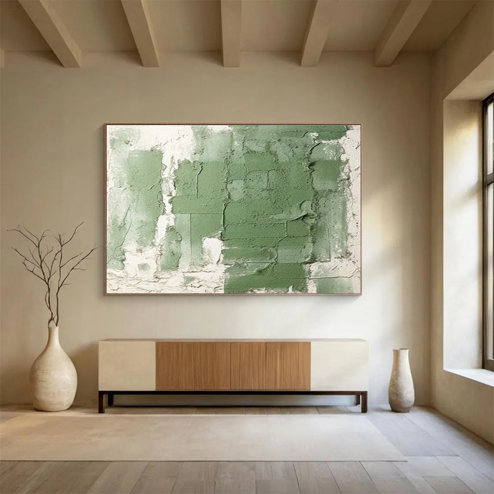 Green - White Texture Abstract Art for Minimalist Office Break Rooms DLZ2658
