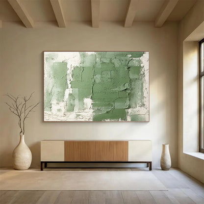 Green - White Texture Abstract Art for Minimalist Office Break Rooms DLZ2658