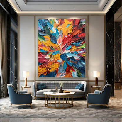 Colorful Floral Impasto Painting for Bedroom & Living Room DLZ0365