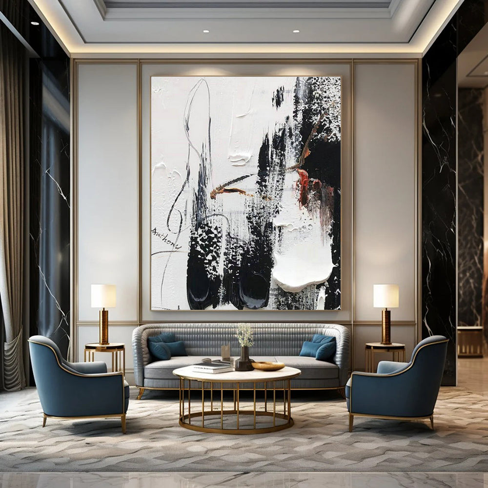 Black - White Abstract Art for Industrial Loft Apartment & Modern Art Museum Corridor DLZ1675