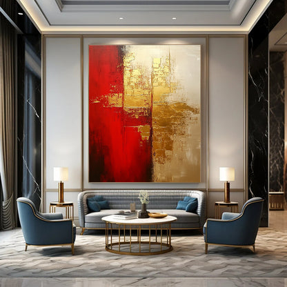 Red and Gold Abstract for Luxury Hotel Lobby & Upscale Dining Room STSC824