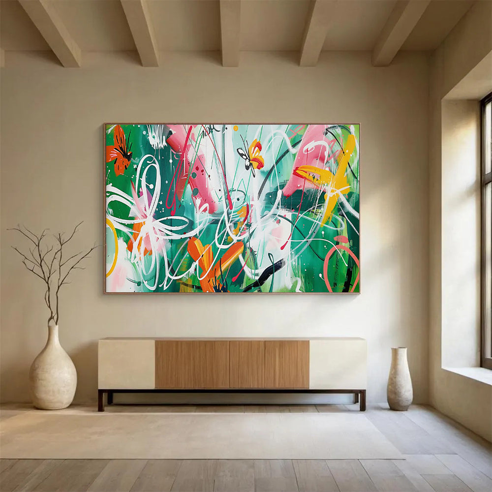 Butterfly Graffiti Abstract Art for Bohemian Café Backdrops DLZ2607
