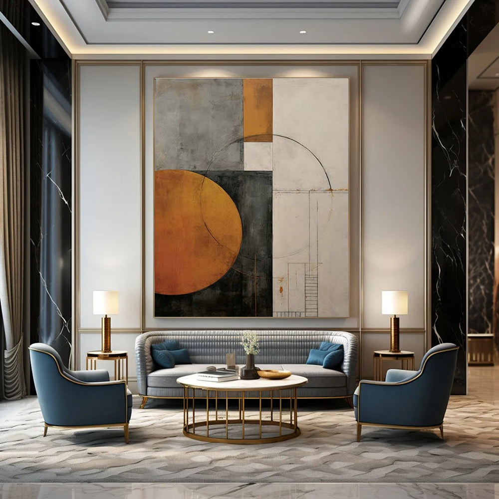 Geometric Abstract in Earth Tones for Industrial - Style Home & Minimalist Art Gallery DLZ2121