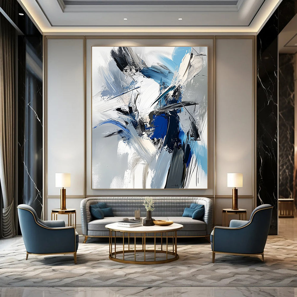 Blue & Gray Abstract Energy Art for Creative Studio & Lounge STSC717