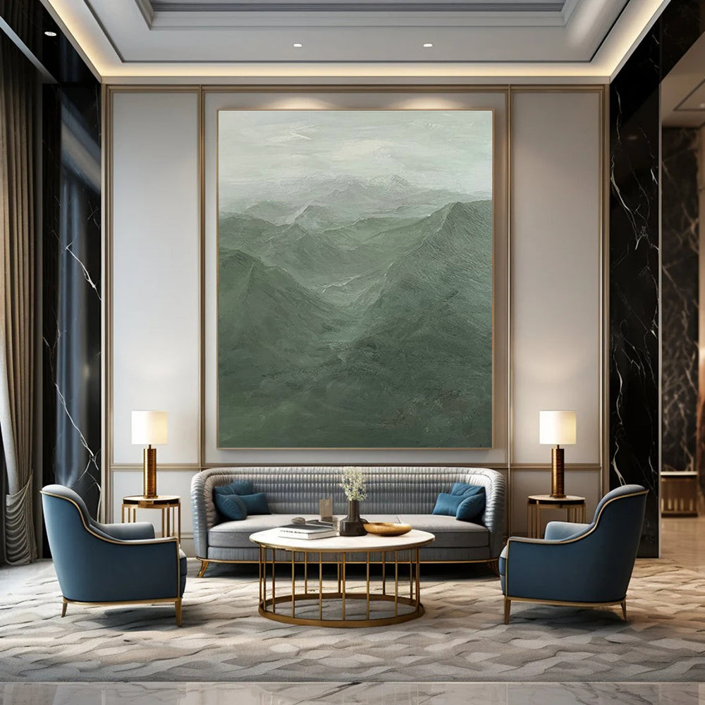 Vast Green Mountainscape Art for Outdoor - Themed Lodge & Nature - Inspired Home Office DLZ2197