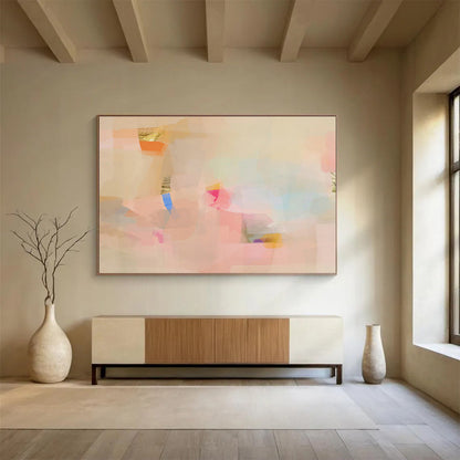 Pink - Brown Patchwork Abstract Art for Elegant Hallways DLZ2417
