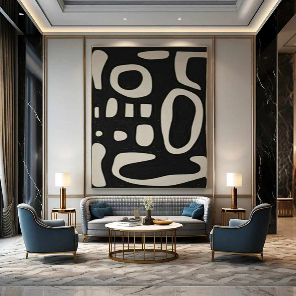 Black and White Symbolic Abstract Art for Bohemian - Inspired Home & Creative Collective Space DLZ1977