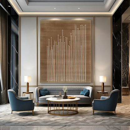 White Stalks on Brown for Minimalist Home Office & Nature - Inspired Art Gallery STSC929