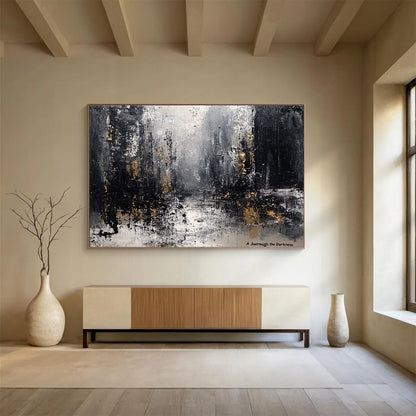 Dark Abstract with Gold Art for Luxury Penthouse & Sophisticated Art Gallery SC286