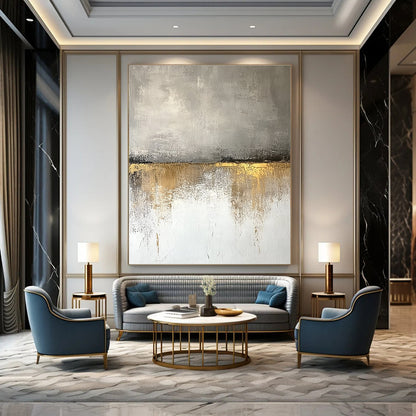 Grey and Gold Abstract for Luxury Living Room & High - End Hotel Lobby STSC410
