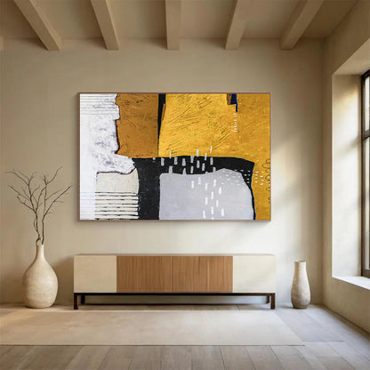 Yellow - Black Geometric Abstract Art for Industrial - Chic Retail Store DLZ2958