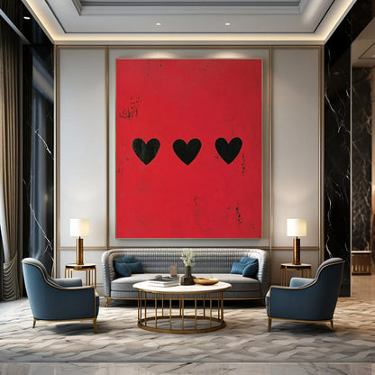 Red - Background Black - Hearts Art for Romantic Restaurant & Pop - Art Gallery DLZ1847
