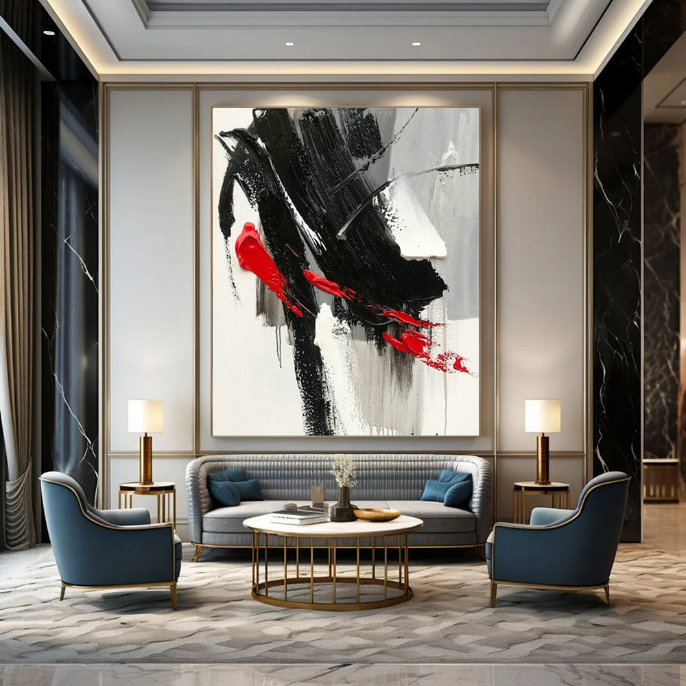 Black - Red - Gray Abstract Art for Rock Music Venue & Edgy Home Office DLZ1669