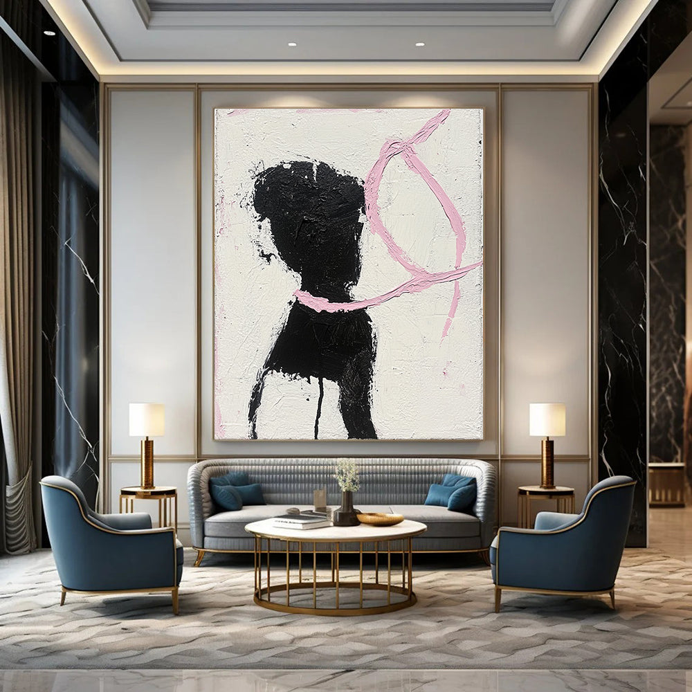 Black Silhouette with Pink Accents Art for Creative Teen’s Bedroom & Contemporary Art Pop - Up STSC1334