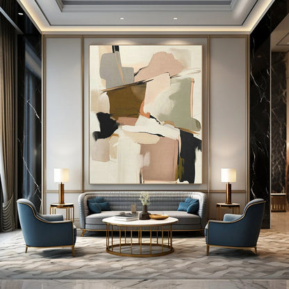 Soft Geometric Abstract Art for Bridal Boutique & Feminine Home Office DLZ1635