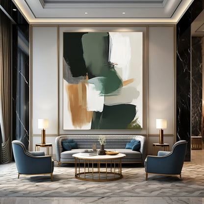 Green and Brown Abstract Shapes for Rustic Home Office & Nature - Inspired Café STSC760