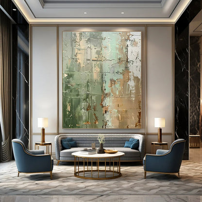 Green - Brown Textured Abstract Art for Rustic Home Library & Eco - Friendly Art Gallery DLZ1741