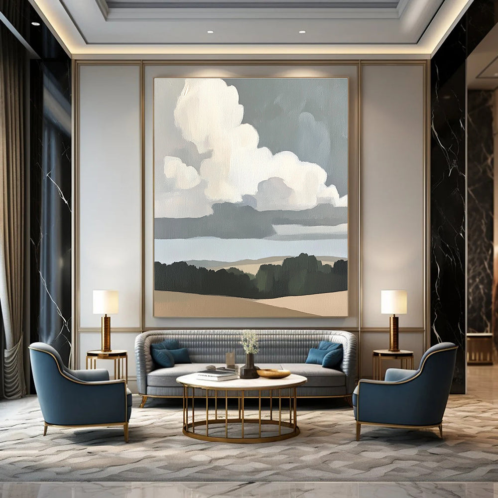 Minimalist Cloudscape Art for Modern Home Office & Serene Bedroom STSC1390