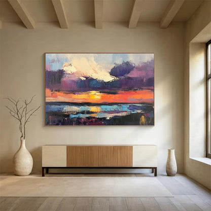Colorful Sunset Sky Art for Rooftop Lounge & Bohemian - Style Living Room SC134