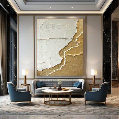 White - Gold Relief Art for Luxury Hotel Suite & High - End Jewelry Boutique DLZ0993