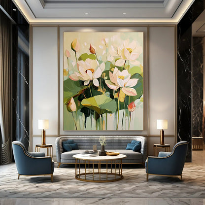 Lotus Flower Abstract for Zen - Inspired Bedroom & Cultural Art Space STSC319