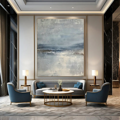 Blue - Grey Abstract Landscape Art for Living Room & Bedroom DLZ0417