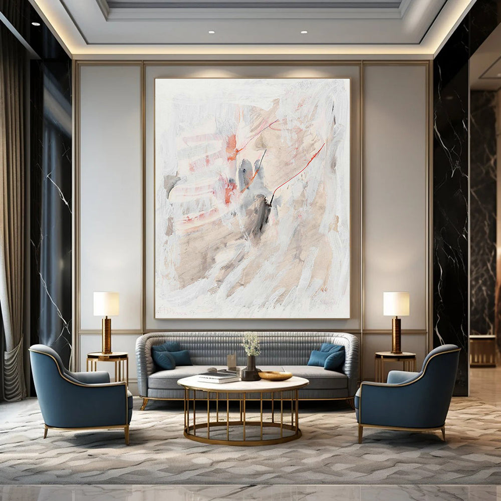 Soft Color Abstract Art for Minimalist Bedroom & Calming Yoga Studio DLZ2230