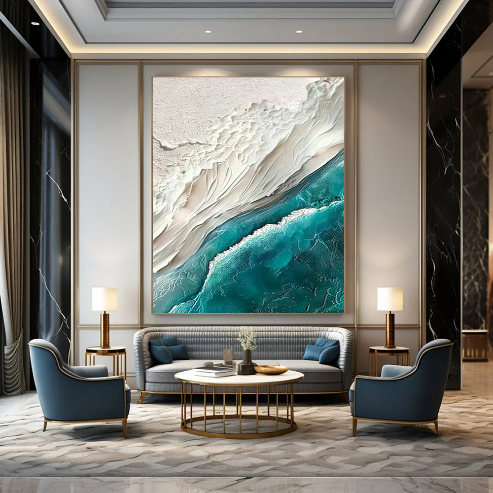 Textured Beach Scene Art for Coastal Living Room & Nautical Spa DLZ1401