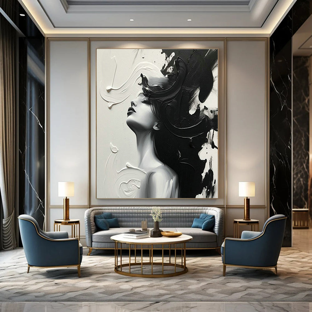Black - and - White Artistic Portrait for Contemporary Art Gallery & Edgy Home Office DLZ1562