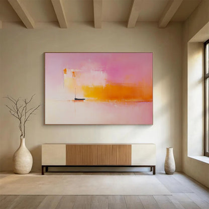 Pink - Toned Boat Abstract Art for Coastal Bedroom & Relaxing Lounge SC330