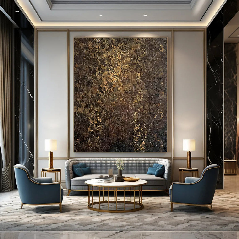 Dark Brown and Gold Textured Art for Sophisticated Study & Classic Wine Cellar DLZ0742