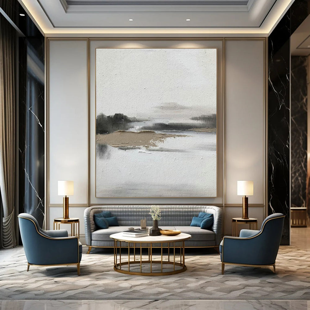 Misty Landscape Abstract Art for Luxury Spa & Meditation Space DLZ2372