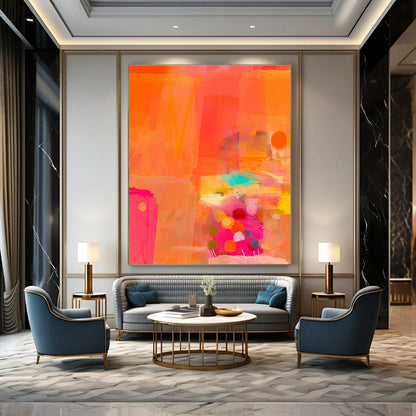 Vibrant Orange Collage Art for Fashion Retail Store & Summer Beach House DLZ0641