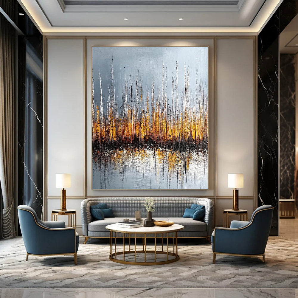 Grey and Orange Reed Reflection for Modern Lakeside Villa & Nature - Inspired Office STSC330