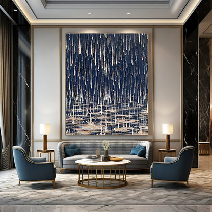 Rainy Night Pond Oil Painting for Nature - Inspired Home & Cozy Bookstore DLZ1332