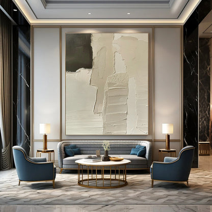 Gray - White Layered Abstract Art for Scandinavian Home & Contemporary Office DLZ1169