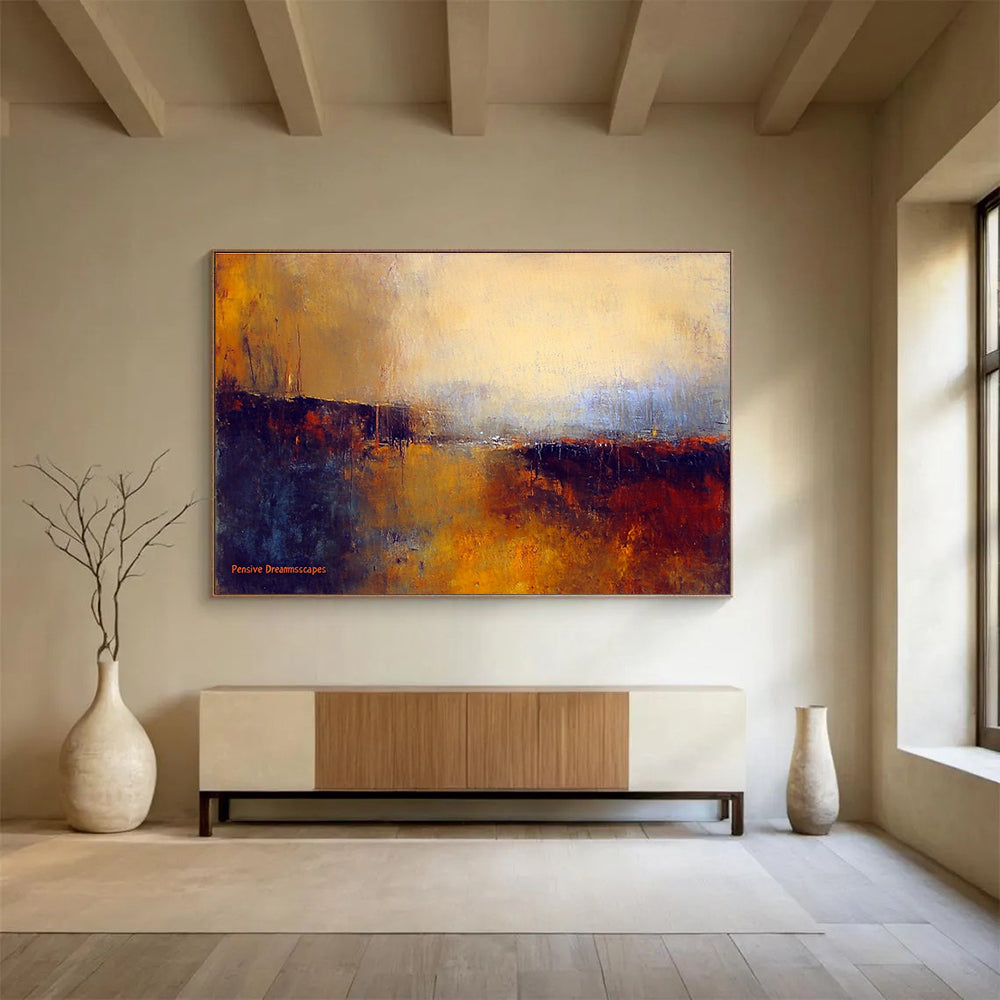 Pensive Landscape Abstract Art for Literary Study & Contemplative Bedroom SC338
