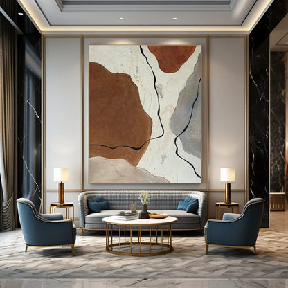 Earth - Toned Abstract Shapes Art for Desert Retreat & Pottery Studio DLZ0623