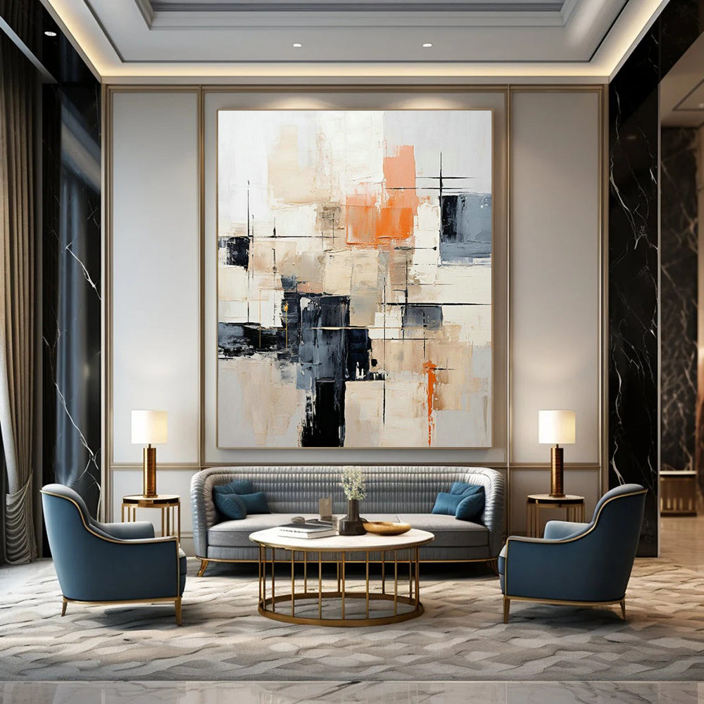 Modern Geometric Abstract Art for Corporate Office Reception Walls DLZ0269
