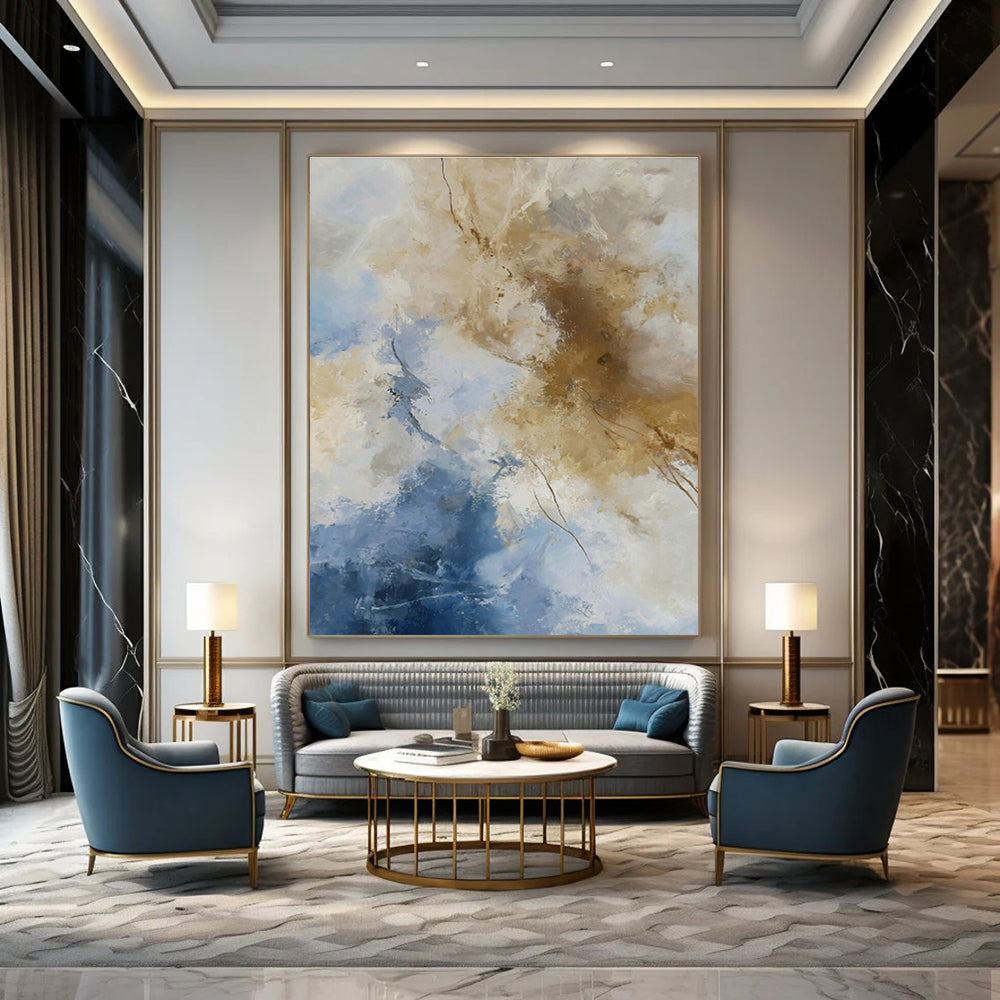 Blue - Brown Blended Abstract Art for Living Room & Studio DLZ0402