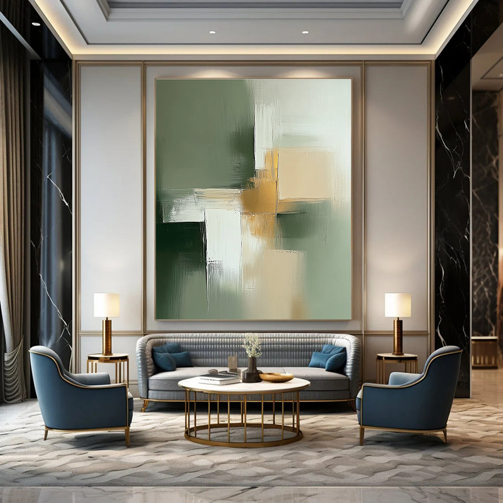 Geometric Abstract with Gold for Luxury Living Room & High - End Boutique STSC566